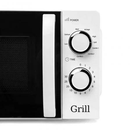 Orbegozo MIG 2130 Microondas con Grill, 700W y 900W Grill, 20 Litros de Capacidad, Color Blanco, 5 Niveles de Potencia, Función Descongelación, Temporizador 30 Min